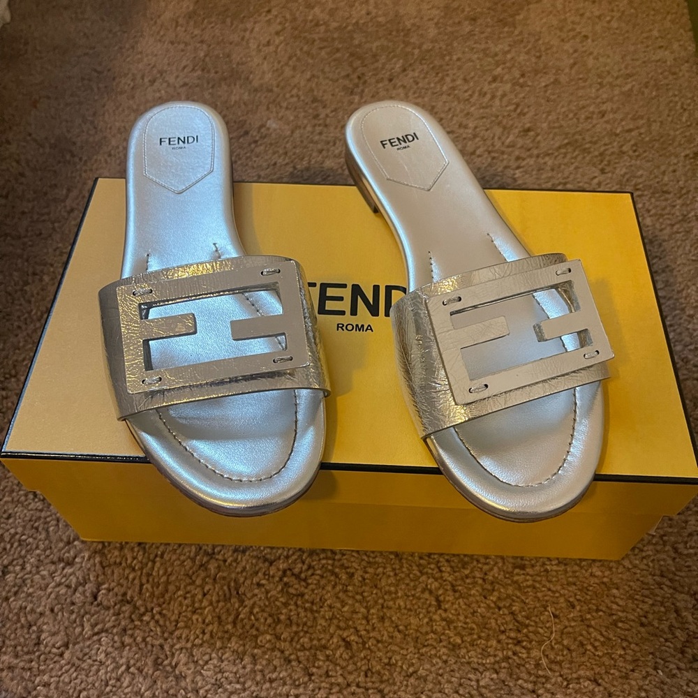 Authentic Fendi FF Metal Slides